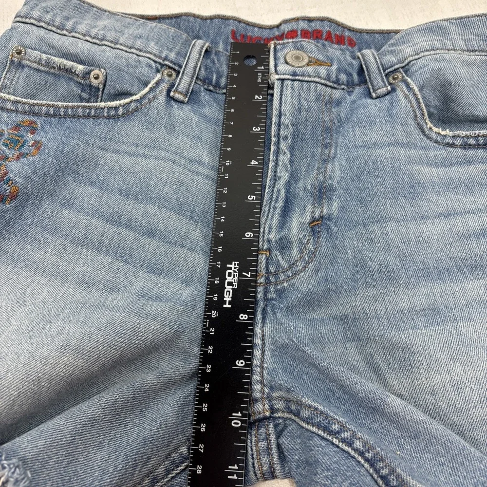 Lucky Brand Womens Midrise Boy Short Cutoff Embroidered Denim‎ Size 8 Cutoff